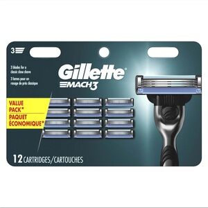 ❤️ BNIB SEALED Gillette Mach3 Men's Razor Blade Refills 12 Cartridges Value Pack